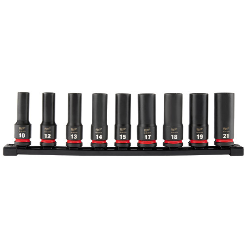 9 Pcs SHOCKWAVE Impact Duty 1/2" Drive Metric Deep 6 Point Socket Set | MET49-66-7032